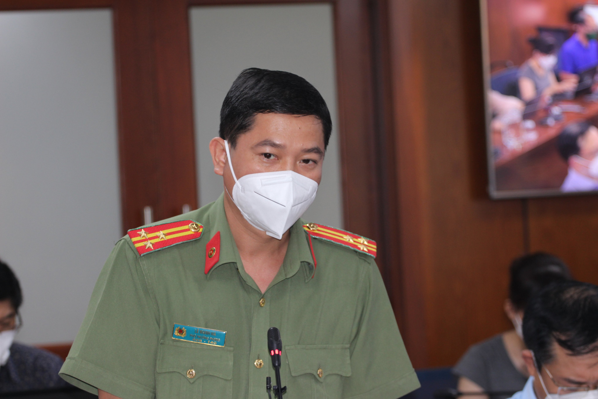 Thượng tá Lê Mạnh Hà tại họp báo, thông tin về vụ việc Nguyễn Quốc Khiêm