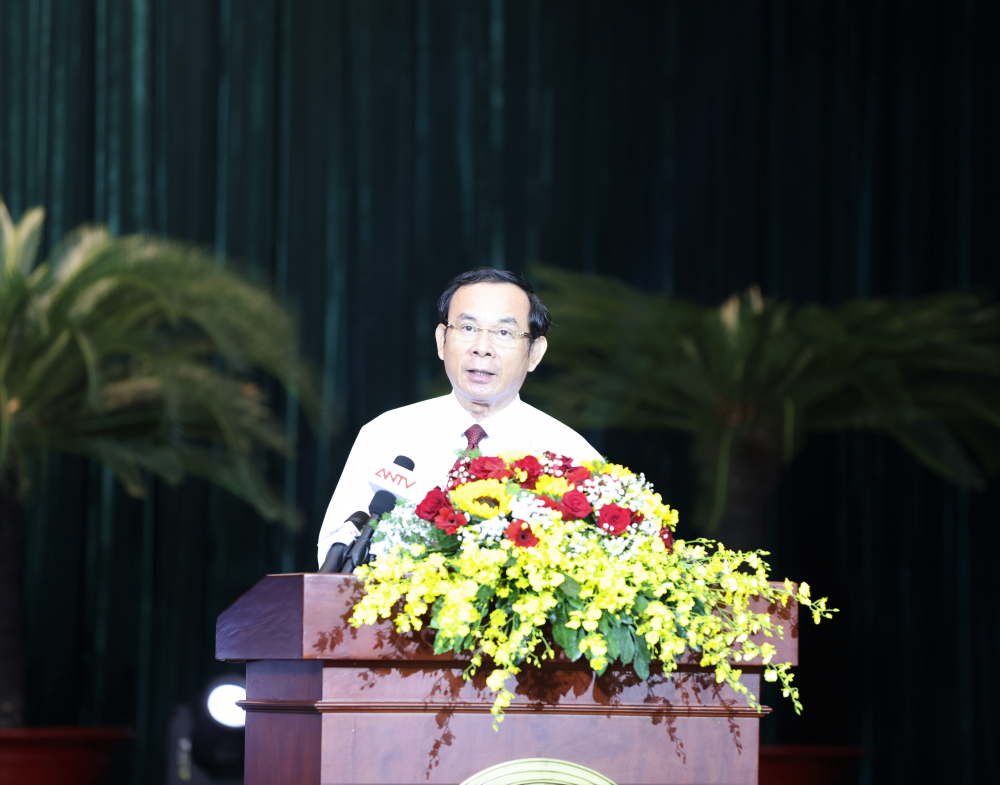 Bí thư Thành ủy TPHCM Nguyễn Văn Nên phát biểu chỉ đạo Hội nghị - Ảnh: Hoàng Vân.