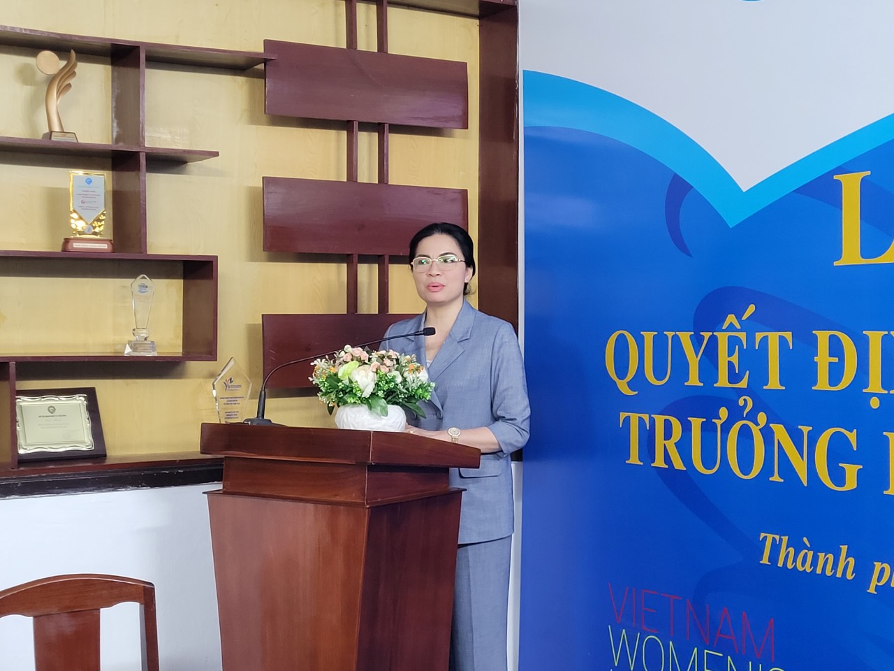 Chủ tịch Hội LHPN Việt nam Hà Thị Nga phát biểu tại Lễ công bố quyết định tiếp nhận và bổ nhiệm Trưởng ban công tác phía Nam