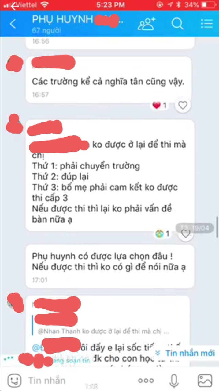 Phụ huynh chia sẻ các phương án được nhà trường đưa ra để chọn lựa