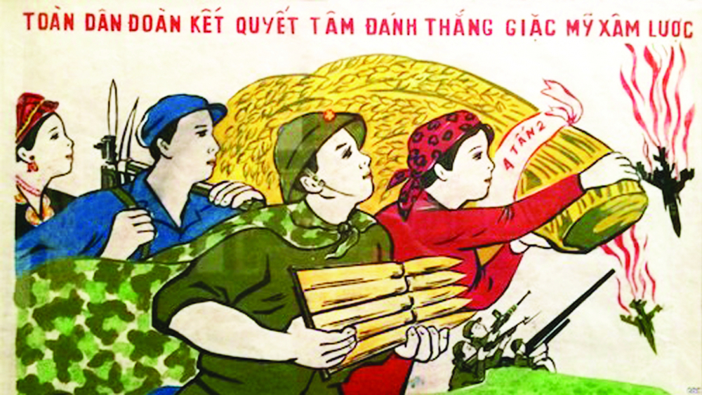 Hình ảnh người phụ nữ Việt Nam bất khuất, đảm đang được nhiều họa sĩ tập trung khắc họa trong các tác phẩm tranh cổ động ẢNH TƯ LIỆU