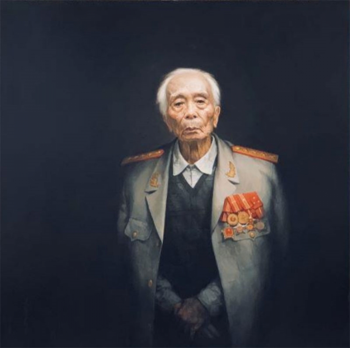 Chân dung Đại tướng Võ Nguyên Giáp qua tranh của Mai Duy Minh.