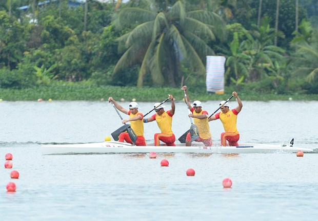 4 vận động viên Phạm Hồng Quân, Nguyễn Quốc Toản, Hiền Nam, Trần Thanh của đội tuyển Việt Nam đã xuất sắc về nhất ở nội dung thuyền 4 nam Canoeing 1000m (MC4 1000) để đoạt huy chương Vàng