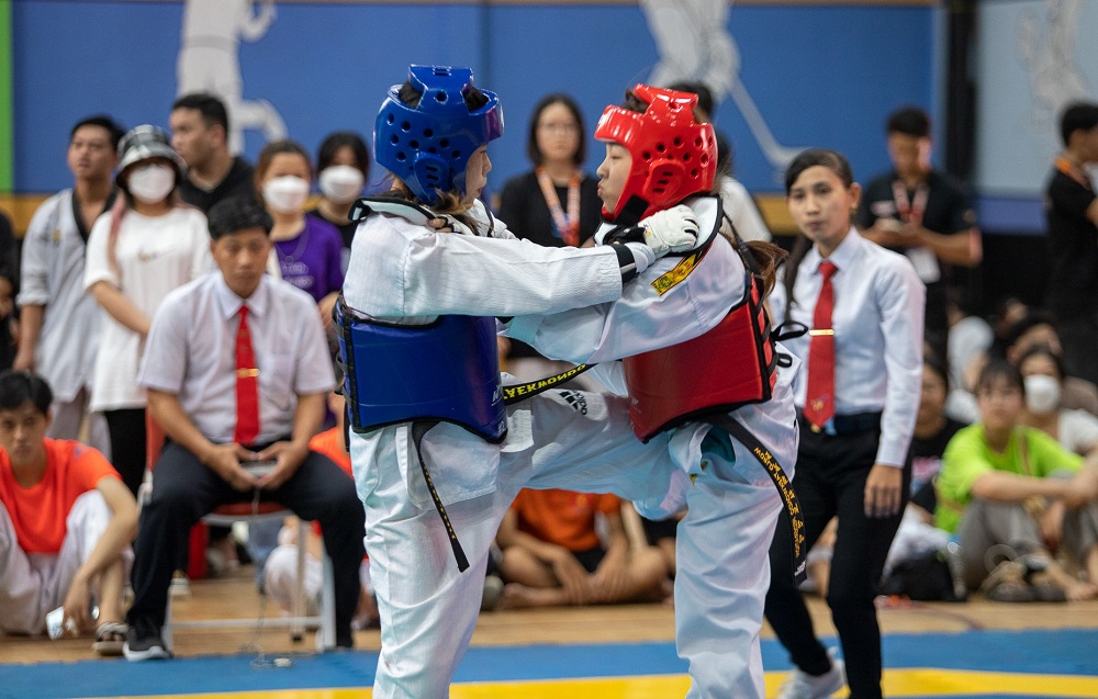 Taekwondo là môn thi thu hút nhiều sinh viên đến từ các trường đại học tham gia - Ảnh: HSU