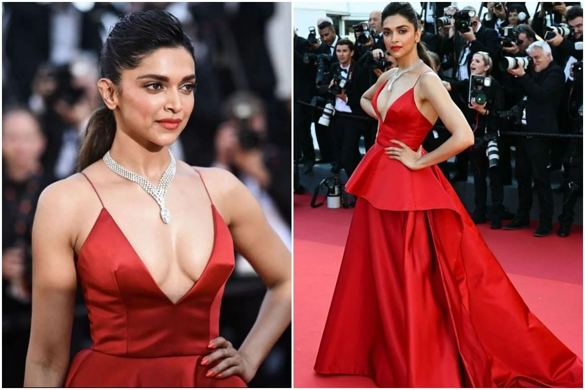 Deepika Padukone, thành viên ban giám khảo LHP Cannes lần thứ 75, chọn một chiếc váy dạ hội màu đỏ với phần khoét ngực sâu. Vẻ ngoài sang trọng nhưng không kém phần gợi cảm của nữ diễn viên cuốn hút khán giả.