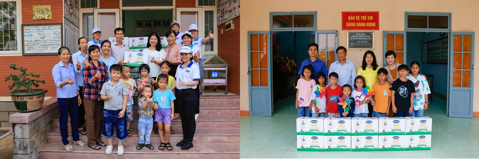 Chương trình Quỹ sữa Vươn cao Việt Nam trao tặng sữa cho trẻ em tỉnh Quảng Ngãi và Bình Định - Ảnh: Vinamilk