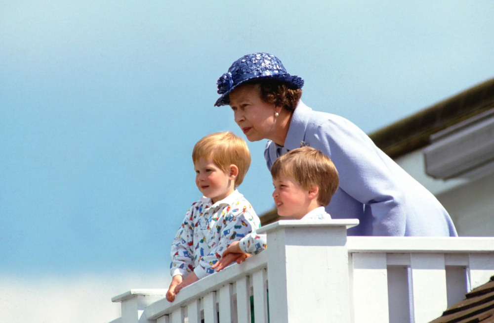 Với Hoàng tử William và Hoàng tử Harry tại Câu lạc bộ Polo Guards ở Windsor năm 1987