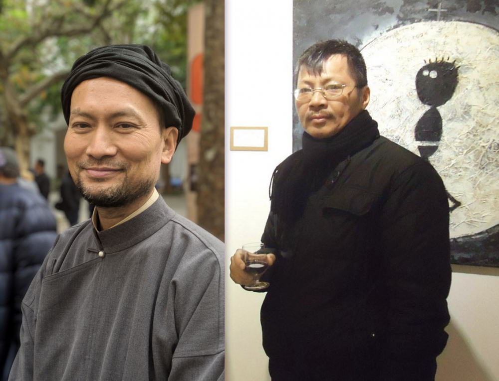 Tiến sĩ Trần Hậu Yên Thế (bên trái) và nhà nghiên cứu mỹ thuật Phạm Long