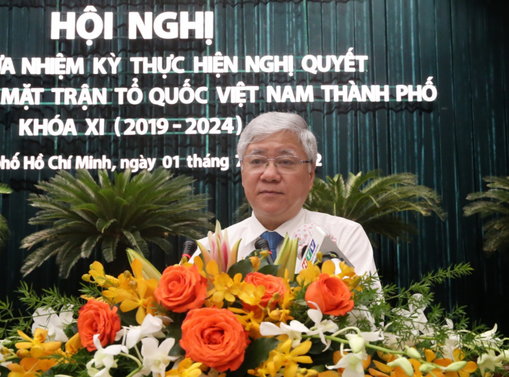 Chủ tịch Ủy ban Trung ương MTTQ Việt Nam Đỗ Văn Chiến Phát biểu chỉ đạo tại hội nghị- Ảnh: Tường Lam