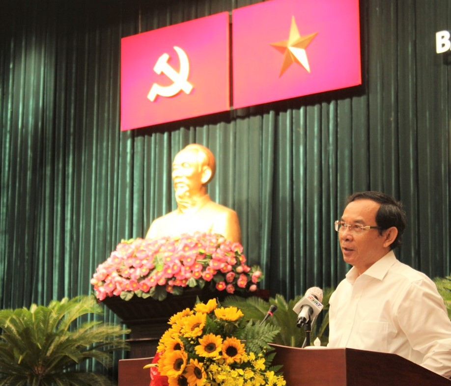 Bí thư Thành ủy TPHCM Nguyễn Văn Nên phát biểu bế mạc Hội nghị.