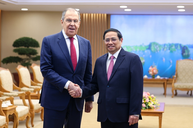 Thủ tướng Chính phủ Phạm Minh Chính tiếp Bộ trưởng Ngoại giao Liên bang Nga Sergey Lavrov - Ảnh: VGP