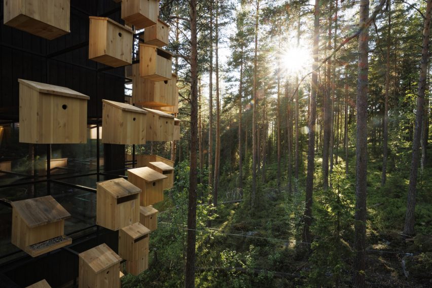 Cặp vợ chồng và đồng sở hữu Kent và Britta Lindvall đã tạo ra Treehotel vào năm 2010 với thiết kế hiện đại và lưu ý đến môi trường. Hợp tác với nhiều nhà thiết kế Scandinavia, các phòng ban đầu của Treehotel có thiết kế rất đa dạng, từ Khối lập phương Gương phản chiếu đến Tổ chim đầy nhánh .