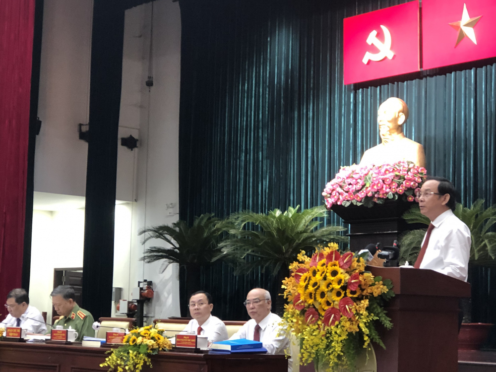 Bí thư Thành ủy TPHCM Nguyễn Văn Nên phát biểu khai mạc Hội thảo.