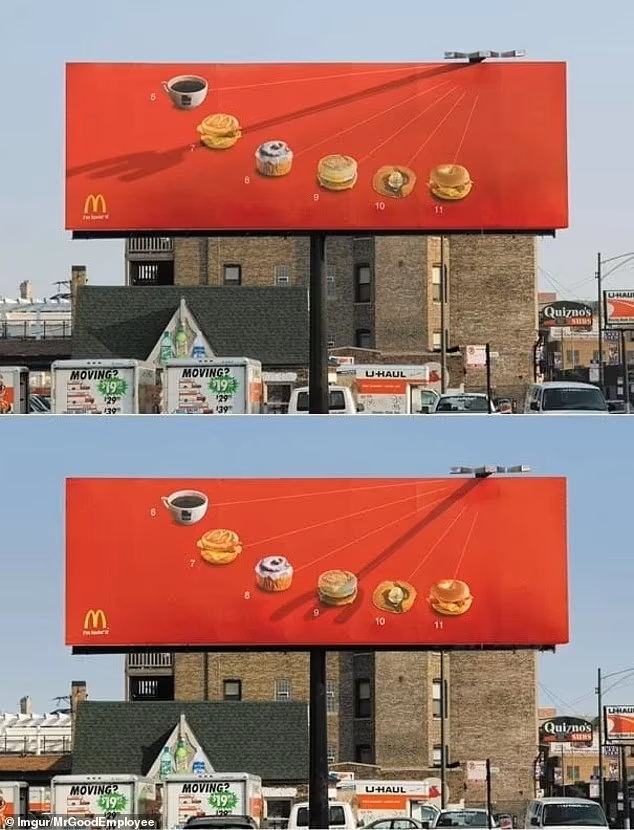 Một chiến dịch quảng cáo do McDonald thực hiện ở Mỹ đã sử dụng các yếu tố tự nhiên để tạo ra một đồng hồ mặt trời lớn, thu hút các tài xế đến món ăn theo từng giờ cụ thể