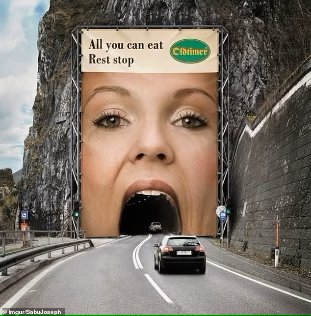 Chuỗi nhà hàng ven đường Oldtimer của Áo đã nảy ra ý tưởng thông minh này để thu hút ánh nhìn của những người lái xe ô tô khi họ lái xe xuống đường cao tốc