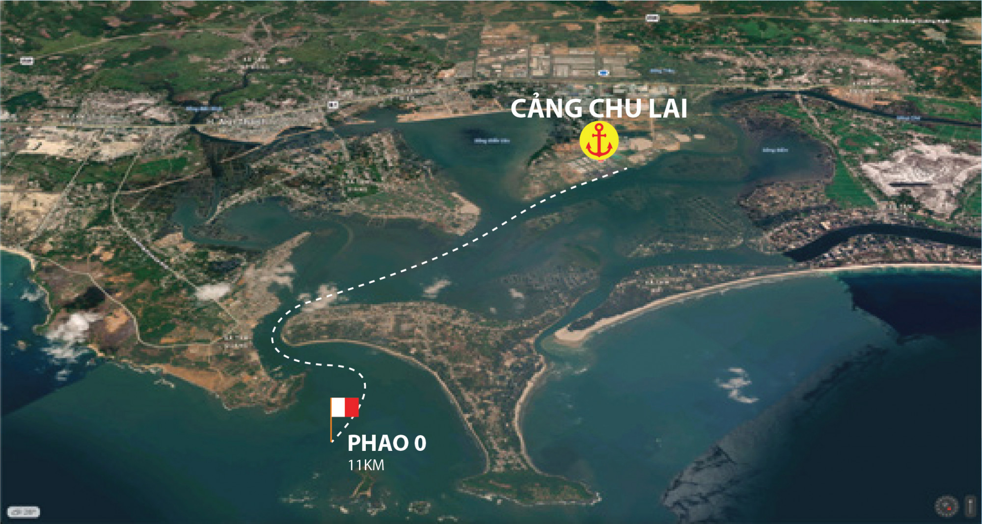 Tuyến luồng Kỳ Hà vào Cảng Chu Lai đang được nạo vét để đảm bảo tiếp nhận tàu lớn ra vào cảng