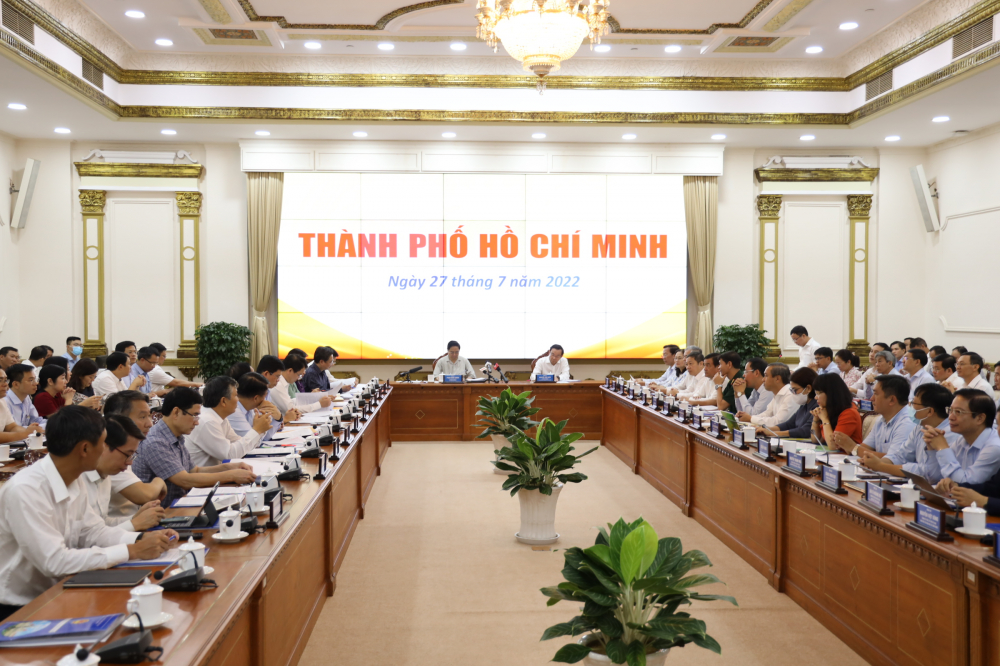 Đoàn công tác của Chính phủ làm việc với UBND TPHCM - Ảnh: Hương Thảo.