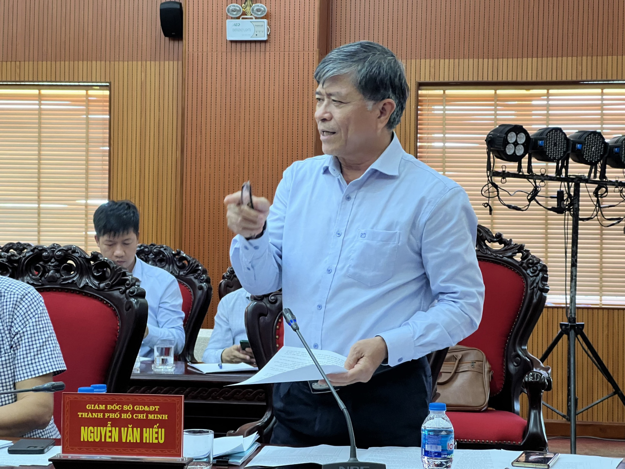Giám đốc Sở GD-ĐT TP.HCM Nguyễn Văn Hiếu phát biểu tại Hội nghị 