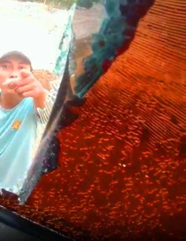 Hồ Minh Phúc chặn xe chém võ kính của tài xế xa tải - Ảnh: cắt từ clip