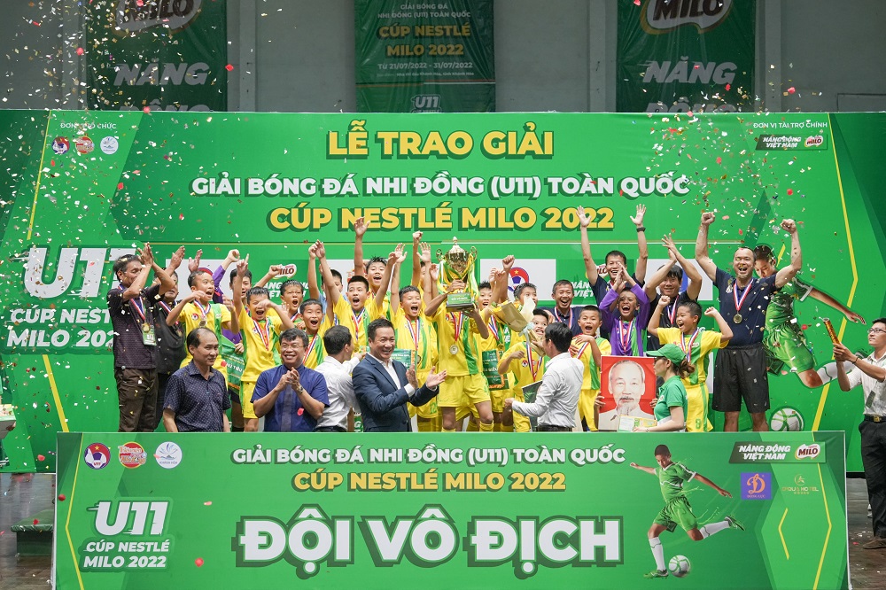 Vòng chung kết Giải bóng đá Nhi đồng toàn quốc - Cúp Nestlé MILO 2022 vừa chính thức khép lại tại Nhà thi đấu Khánh Hòa (TP. Nha Trang) sau hơn một tuần thi đấu sôi nổi - Ảnh: Nestlé Việt Nam