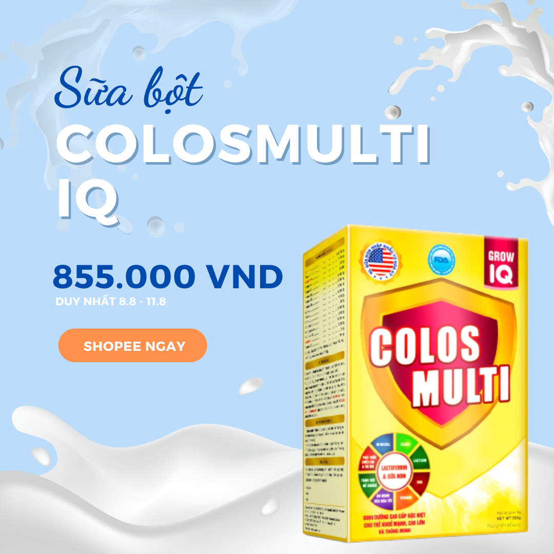 Sữa bột Colosmulti IQ giúp các bé nhà bạn phát triển trí tuệ từ bên trong lẫn chiều cao từ bên ngoài. Số GPQC: 1336/ĐKSP-YTHN