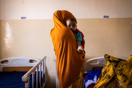 Một người mẹ và đứa con suy dinh dưỡng của cô ấy tại Bệnh viện Phụ sản và Trẻ em Banadir ở Mogadishu, thủ đô Somalia