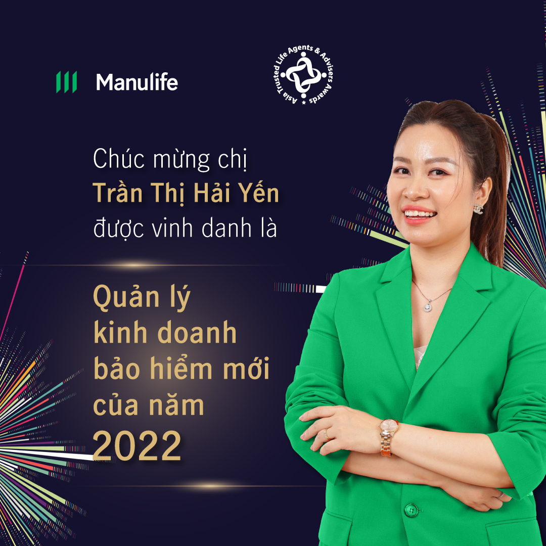 Chị Trần Thị Hải Yến được vinh danh Quản lý kinh doanh bảo hiểm mới của năm - Ảnh: Manulife Việt Nam