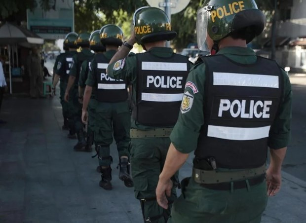 Lực lượng cảnh sát Campuchia - Ảnh: AP