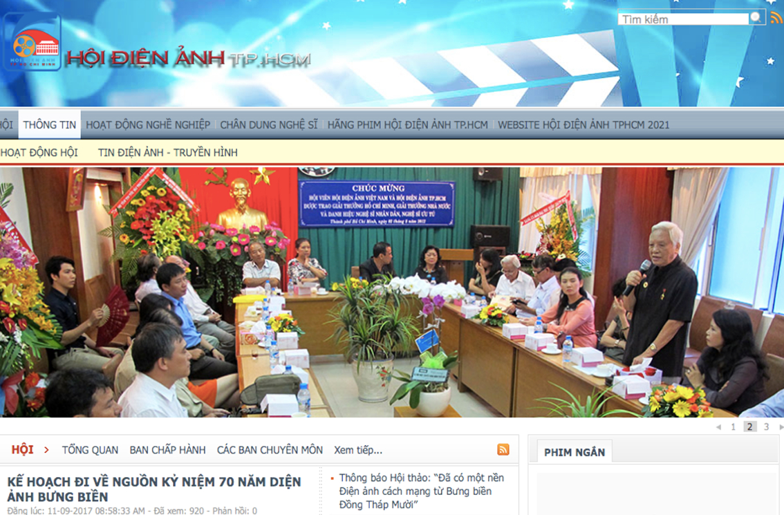 Website Hội Điện ảnh TP.HCM đã nhiều năm chưa cập nhật nội dung mới