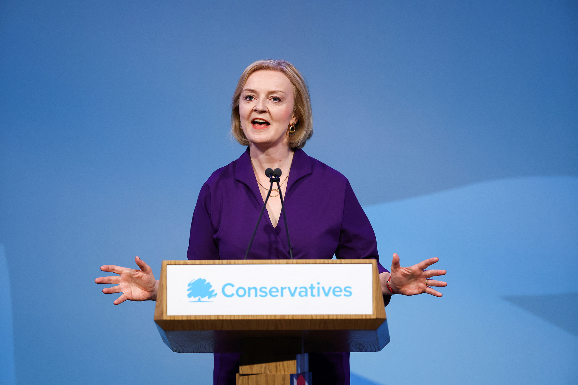 bà Liz Truss phát biểu sau khi giành thắng lợi trong cuộc bầu cử của Đảng Bảo thủ