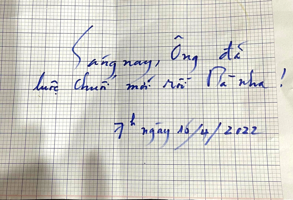 Những tin nhắn viết tay hằng ngày của ông Đồng gửi cho vợ