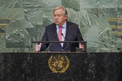 Tổng thư ký Liên Hiệp Quốc Antonio Guterres phát biểu tại cuộc họp thường niên  của Hội đồng bảo anLHQ