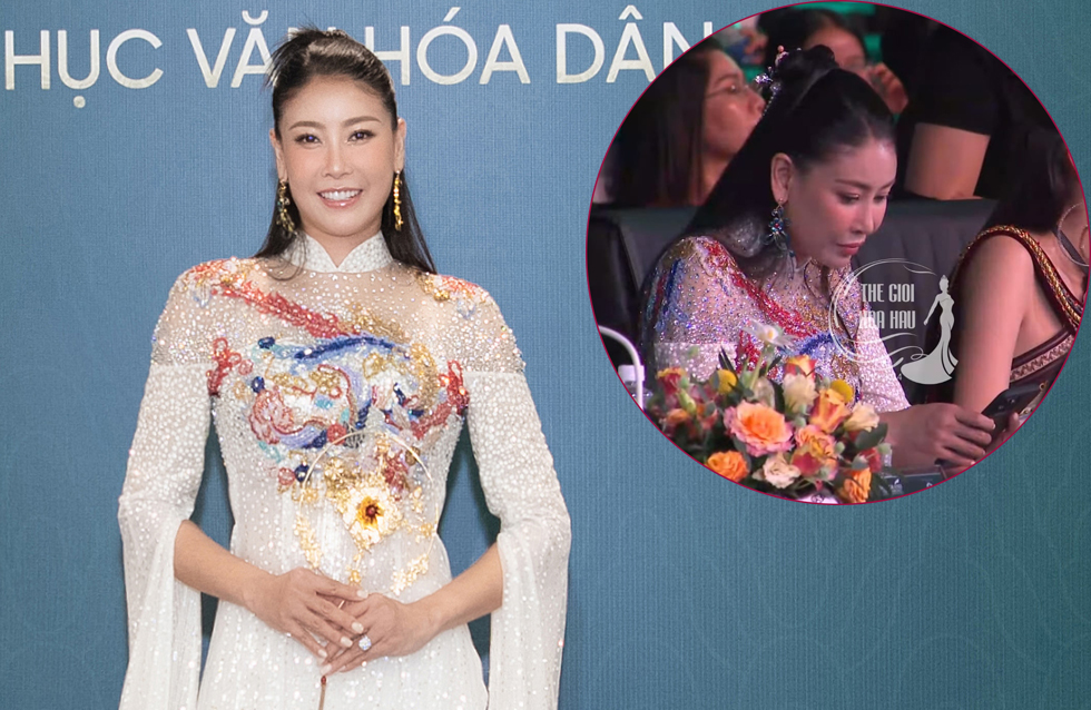 Hình ảnh hoa hậu Hà Kiều Anh chăm chú bấm điện thoại khi chấm thi khiến dư luận chỉ trích dữ dội