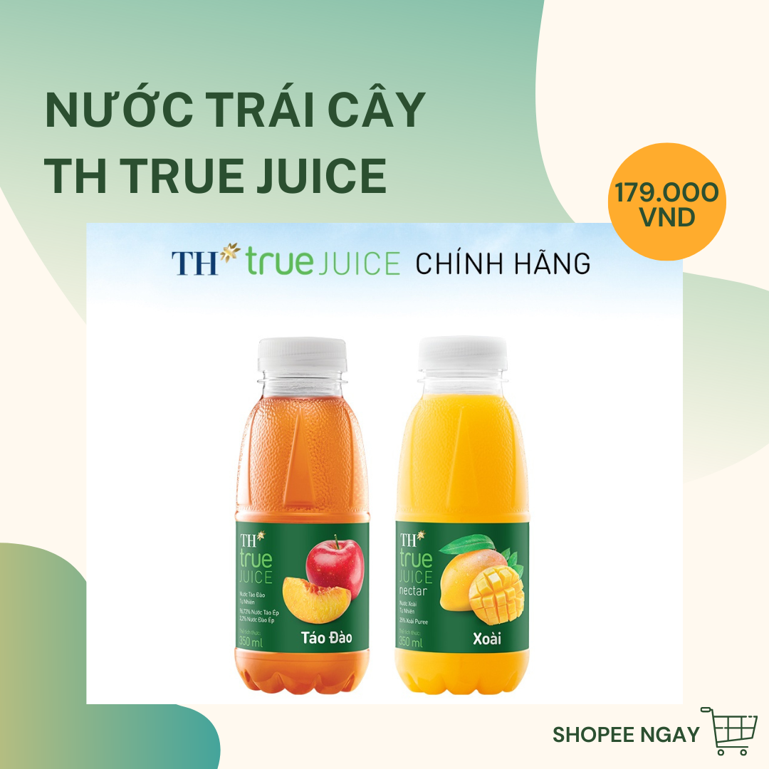 Combo 12 chai nước táo đào và trái cây xoài tự nhiên TH True Juice có giá 179.000 đồng trong hôm nay, giúp chị em tiết kiệm đến 26%.