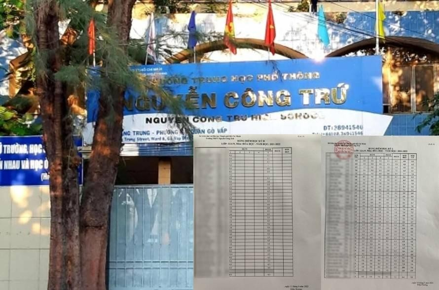Trường THPT Nguyễn Công Trứ (quận Gò Vấp) nơi xảy ra sai phạm nâng điểm cho học sinh.