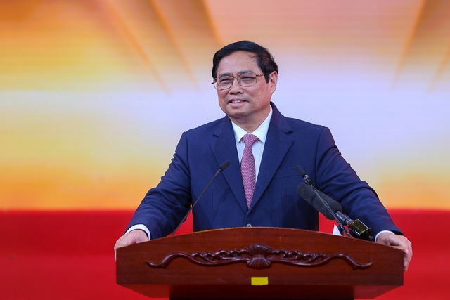 Thủ tướng Phạm Minh Chính phát biểu tại lễ kỷ niệm Ngày Doanh nhân Việt Nam và tôn vinh Doanh nhân Việt Nam tiêu biểu 2022 - Ảnh: VGP