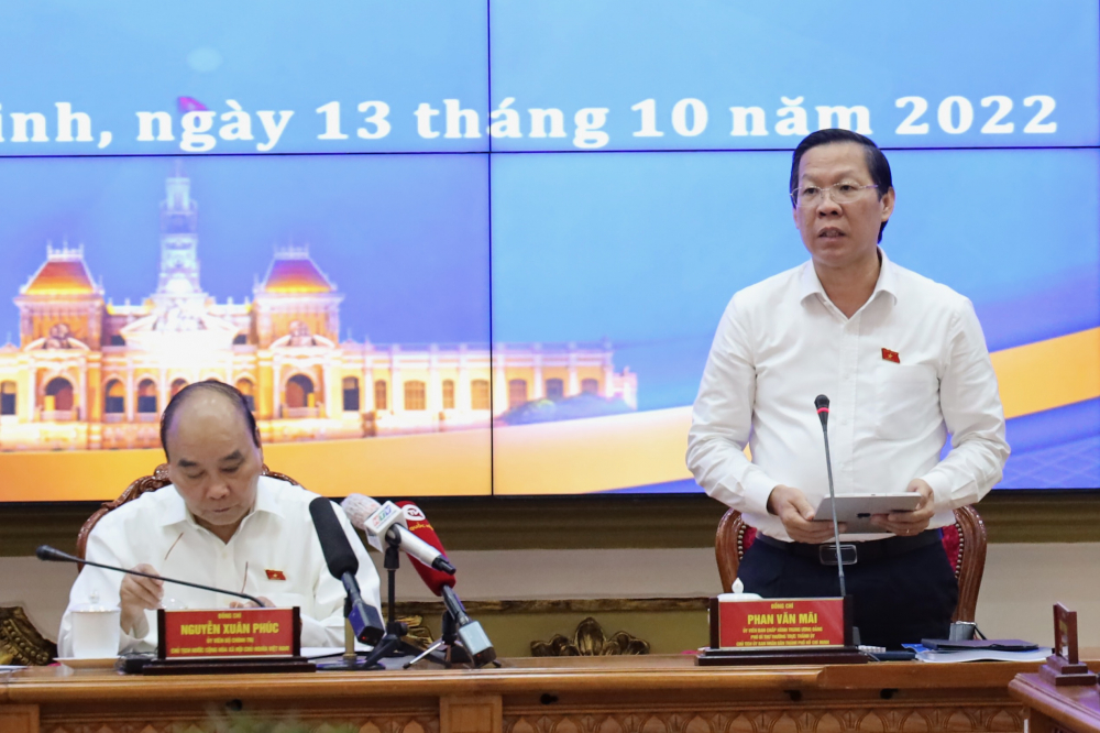 Chủ tịch UBND TPHCM Phan Văn Mãi đề xuất TPHCM tiếp tục thực hiện Nghị quyết 54 - Ảnh: TTBC