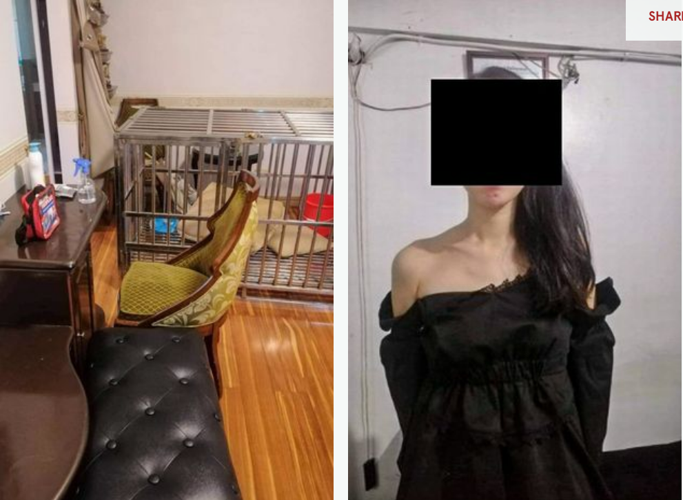 thiếu nữ mang quốc tịch Trung Quốc bị bắt cóc và nhốt trong chuồng chó hơn 20 ngày - Ảnh: ViralPress/Mirror