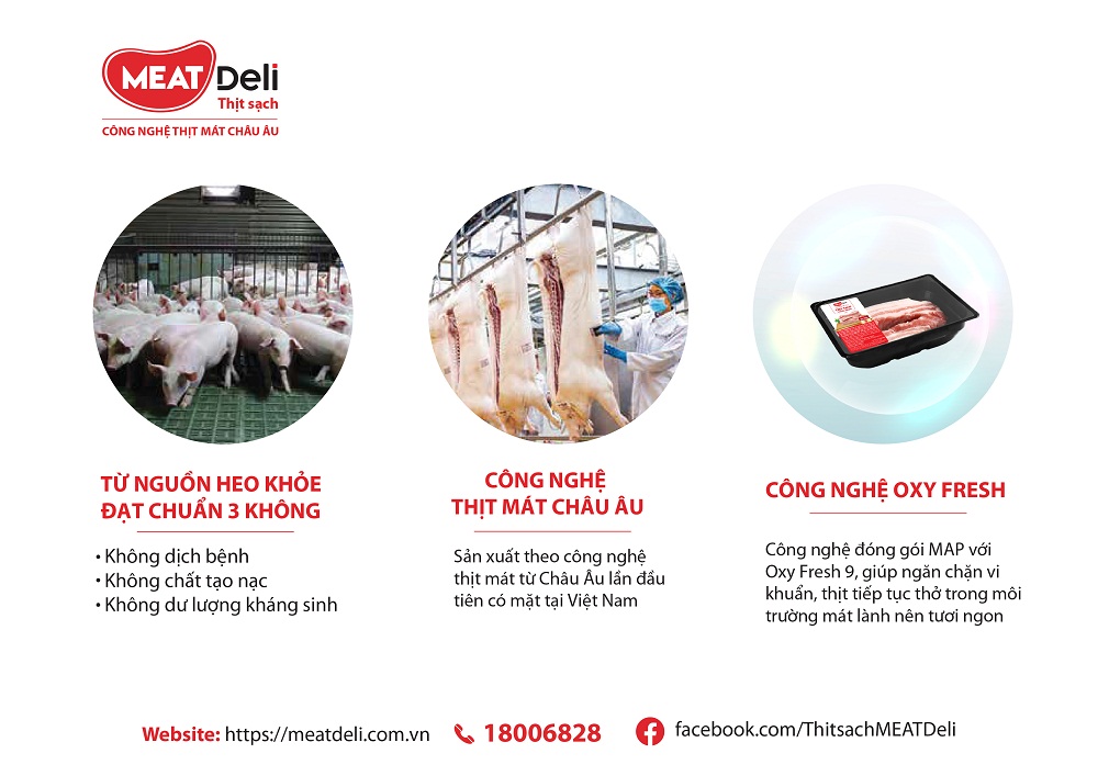 Thịt heo sạch MEATDeli được sản xuất theo công nghệ hiện đại, đảm bảo an toàn, giúp thịt mềm ngon, trọn dinh dưỡng