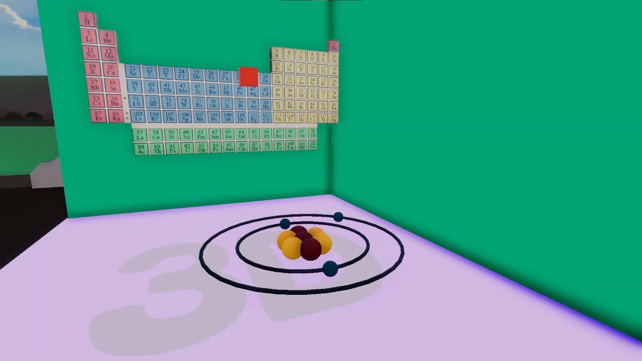 Mô hình bảng tuần hoàn và cấu trúc phân tử của các nguyên tố hóa học trong môi trường 3D