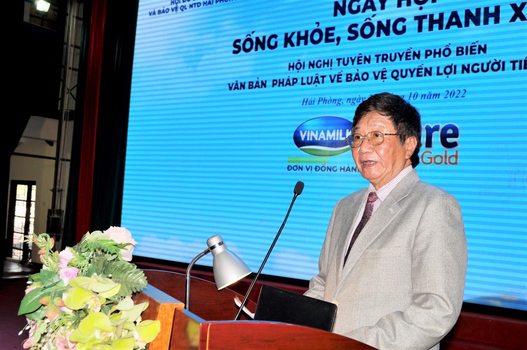 Ông Nguyễn Bình Minh - Chủ tịch Hội Đo lường và Bảo vệ quyền lợi người tiêu dùng TP. Hải Phòng phát biểu tại sự kiện - Ảnh: Vinamilk