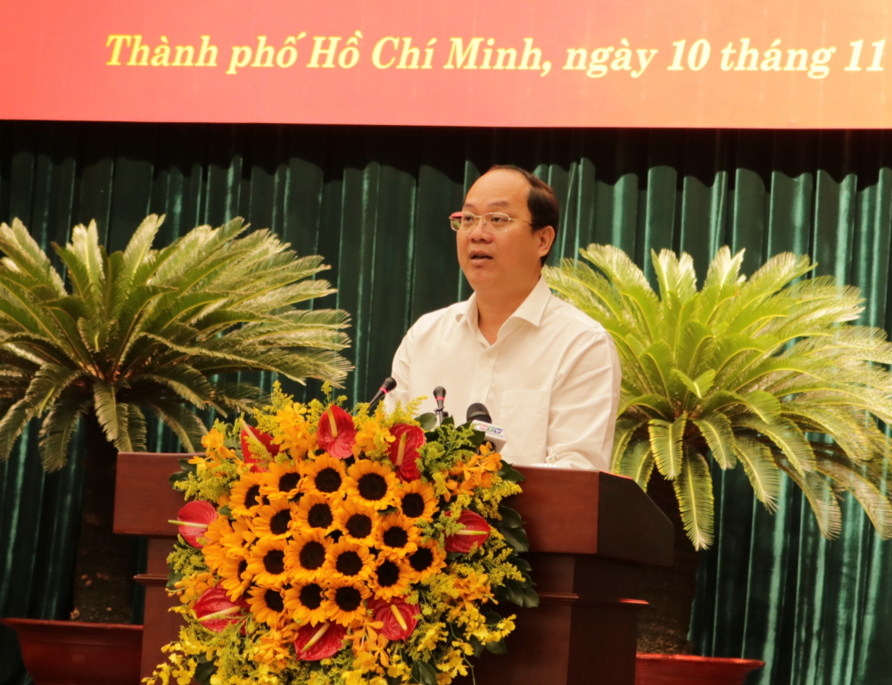 Phó bí thư Thành ủy TPHCM Nguyễn Hồ Hải phát biểu tại Hội nghị.