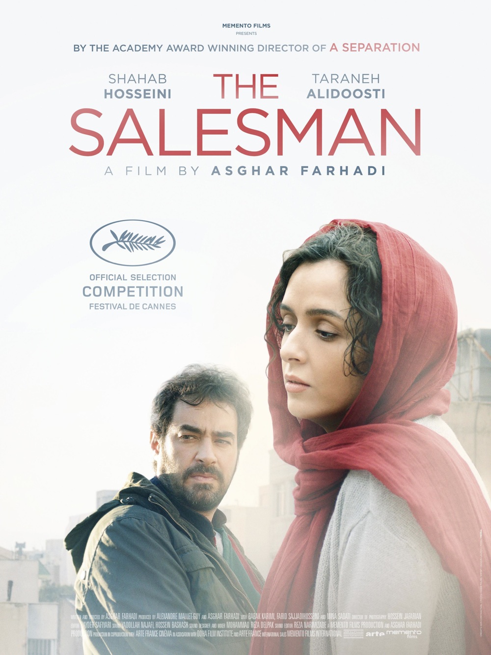 Poster phim The Salesman tranh giải Cành Cọ Vàng tại LHP Cannes 2016, với nữ diễn viên Taraneh Alidoosti trong vai nữ chính.