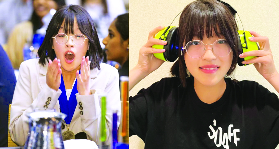 Với thiết bị tai nghe giá rẻ giúp phát hiện và điều trị bệnh nhiễm trùng tai giữa ở trẻ em, cô bé Leanne Fan đã giành được giải thưởng lớn trong cuộc thi  “Thử thách nhà khoa học trẻ 3M” - ẢNH: GNN