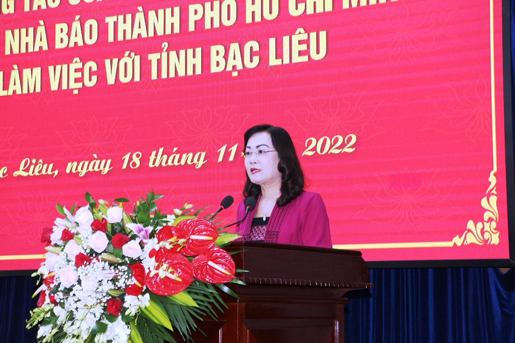 Phó Bí thư thường trực Tỉnh ủy Bạc Liêu - Lê Thị Ái Nam thông tin về tình hình KT-XH của tỉnh