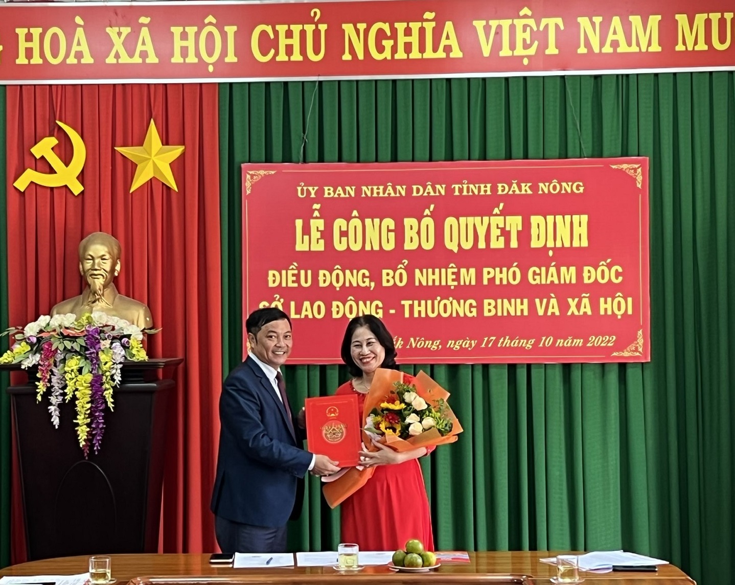 Bà Nguyễn Thị Thanh Hương tại lễ bổ nhiệm Phó Giám đốc Sở Lao động Thương binh và Xã hội