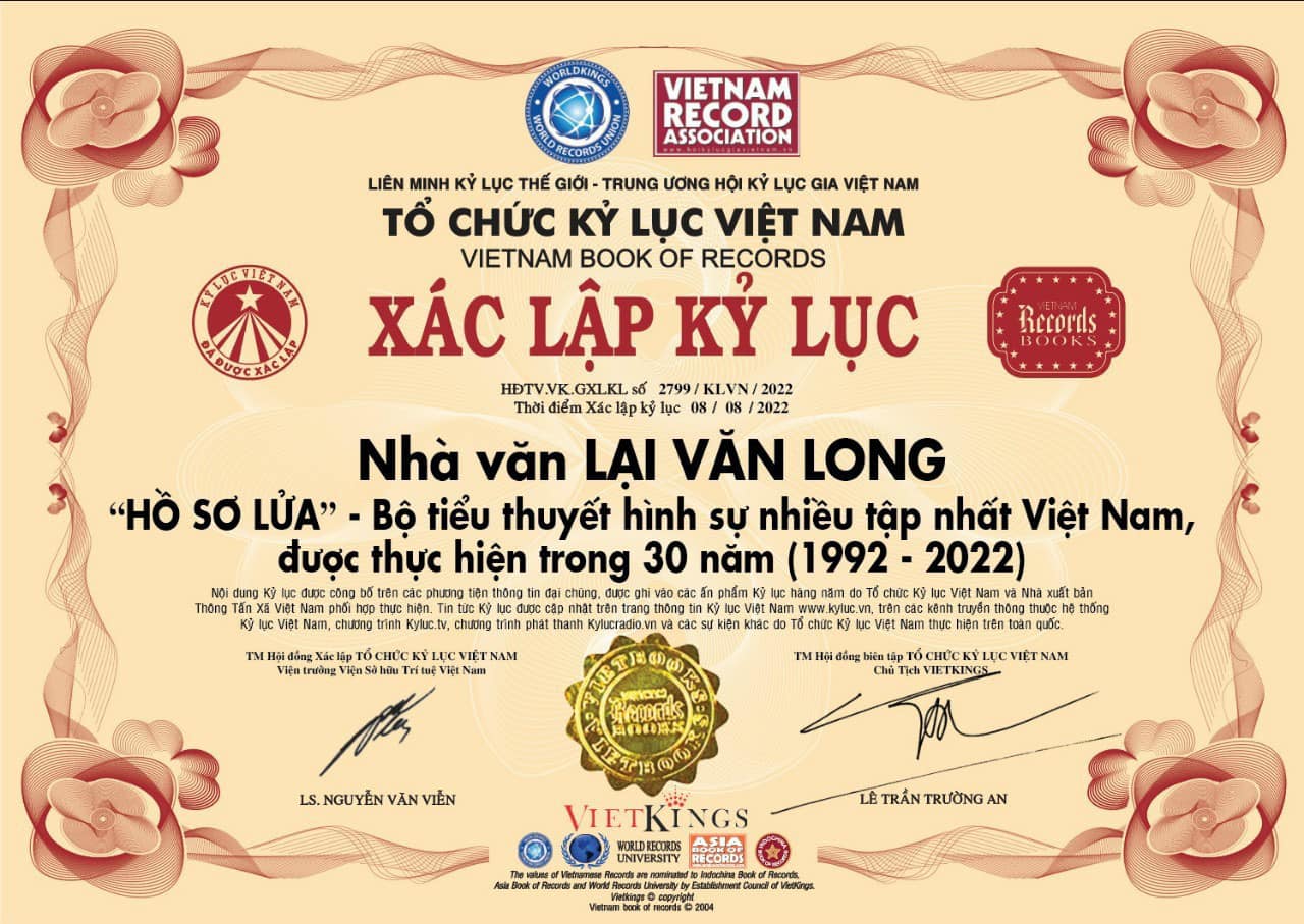 Kỷ lục Việt Nam được trao cho bộ tiểu thuyết Hồ sơ lửa
