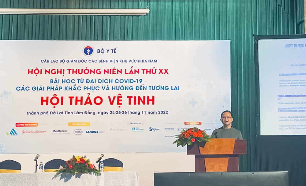 ThS-BS Tăng Hùng Sang báo cáo tại hội nghị - Ảnh: Gene Solutions