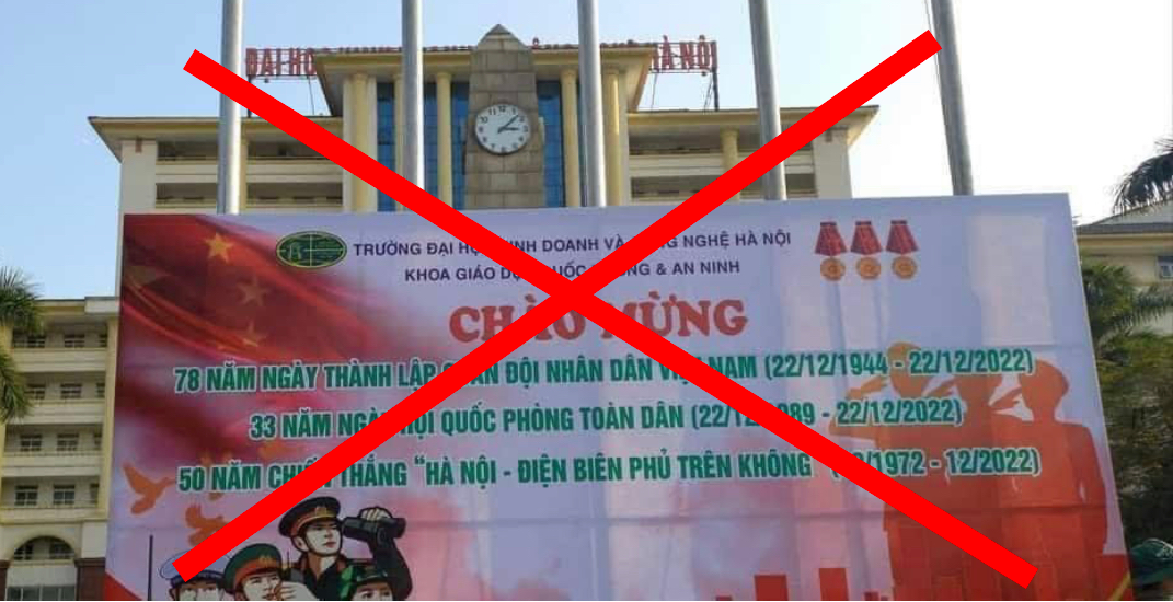 Hình ảnh có quốc kỳ không phải của Việt Nam in trên pano lan truyền trên mạng