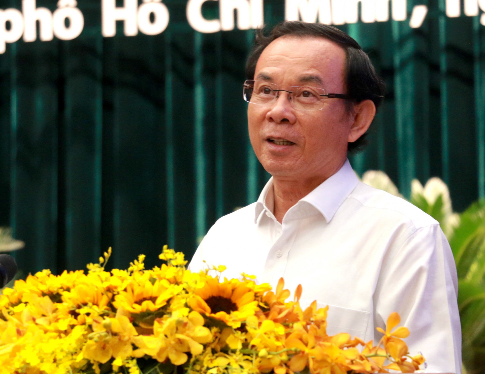 Bí thư Thành ủy TPHCM Nguyễn Văn Nên phát biểu chỉ đạo tại hội nghị sáng 20/12